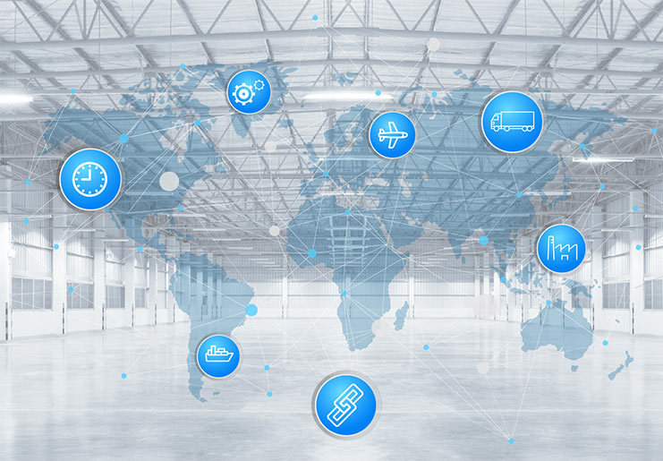 Map of world showing AQF Medical's supply chain